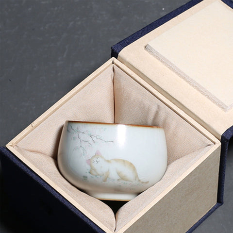 Cat Graphic Ceramic Tea Cup and Sets with Gift Box