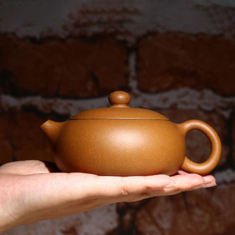 Handmade Yixing Zisha Teapot, Traditional Chinese Duan Yellow Clay Teapot