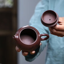 Load image into Gallery viewer, Handmade Yixing Zisha Teapot, Traditional Chinese Purple Clay Teapot with Pine Tree Graphic
