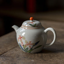 Load image into Gallery viewer, Hand-painted Iris Graphic Pear Shape Ceramic Teapot, Personal Teapot, Chinese Teapot
