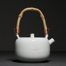 Load image into Gallery viewer, Hand Painted Teapot with Bamboo Handle in Lotus Graphic, Teaset
