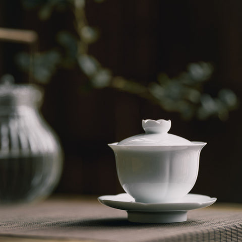 White Porcelain Gaiwan Teacup Set, Kungfu Tea Cups, 170ml Large Capacity, Teaset Gift Package Available