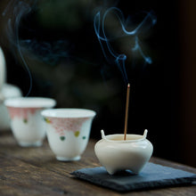 Load image into Gallery viewer, Hand Crafted Ancient Chinese Style White Ceramic Mini Incense Holder
