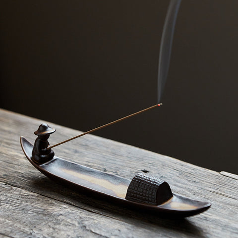 Hand Crafted Chinese Fisherman Ceramic Incense Holder