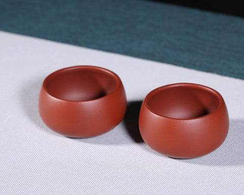 Handmade Yixing Zisha Teacup, Big Capacity 50ml, Set of Two