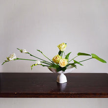 Load image into Gallery viewer, Ceramic High Stem Ikebana Vase with Gold Rim, Japanese Style
