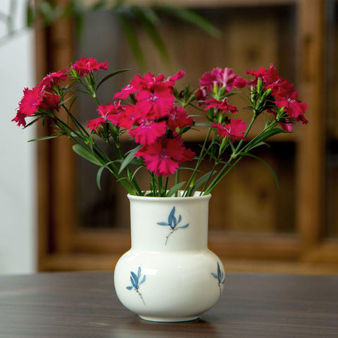 Orchid White Glazed Ceramic Vase, Porcelain Flower Vase, Countertop Decor