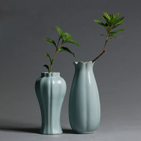 Handmade RUYAO Ceramic Vase, Textured Surface Style