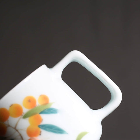 Hand Painted Ceramic Tea Mugs with Lid and Tea Strainer