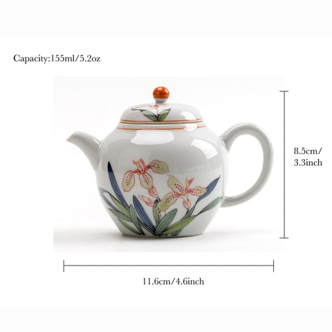 Hand-painted Iris Graphic Pear Shape Ceramic Teapot, Personal Teapot, Chinese Teapot
