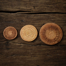Load image into Gallery viewer, Handmade Woven Rattan Coaster, Set of 6 with holder
