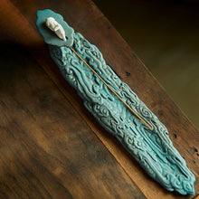 Load image into Gallery viewer, Hand Crafted Green Cloud with White Deer Ceramic Incense Holder
