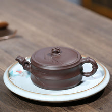Load image into Gallery viewer, Handmade Yixing Zisha Purple Clay Teapot in Bamboo Style, Made with Yixing Purple Clay, 240ml/8oz
