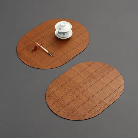 Handmade Oval Bamboo Slat Table Runner, Tea Mat, Tea Set Accessory, Table Placemat