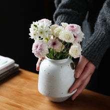 Load image into Gallery viewer, Handmade Ceramic Flower Pot/ Ikebana Vase, Green Vintage Color and White Color
