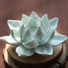 Load image into Gallery viewer, Hand Crafted White Lotus Flower Porcelain Incense Holder, Tea Table Decor - Small and Large Sizes, Gift Package available
