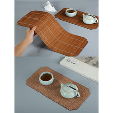 Load image into Gallery viewer, Handmade Rectangular Double-sided Bamboo Table Runner, Tea Mat, Tea Set Accessory, Table Placemat, Coaster Set
