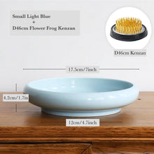 Load image into Gallery viewer, Traditional Japanese Style Frosted Black, Frosted White, and Light Blue Ikebana Vases, Ikebana Plate
