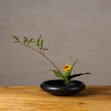 Load image into Gallery viewer, Traditional Japanese Style Ink Speckled Black, Ikebana Plate
