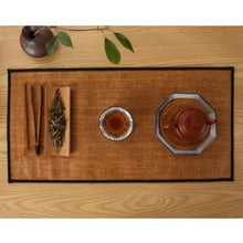 Load image into Gallery viewer, Handwoven Raffia Tea Table Cloth with Cotton Hemming in Traditional Japanese Style, Tea Mat, Tea Set Accessory, Table Runners

