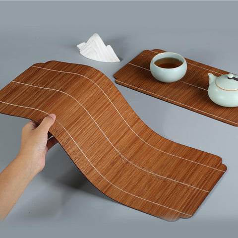 Handmade Rectangular Double-sided Bamboo Table Runner, Tea Mat, Tea Set Accessory, Table Placemat, Coaster Set