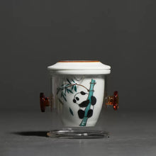 Load image into Gallery viewer, Hand Painted Panda Graphic Porcelain Tea Set, 1 Teapot with 2 Teacups
