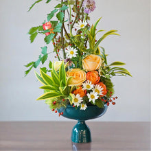 Load image into Gallery viewer, Traditional style Ceramic High Stem Ikebana Vase, D60cm Kenzan Flower Frog Included
