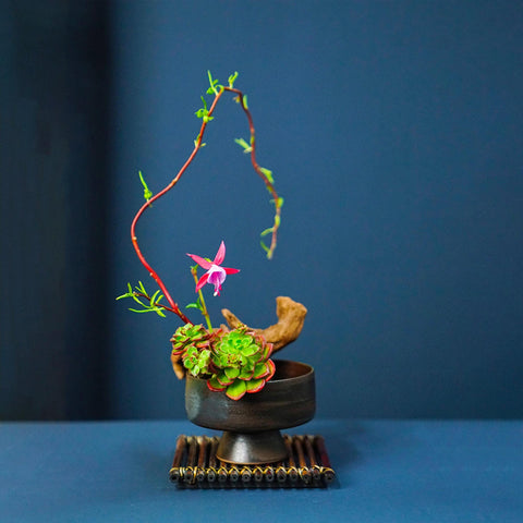 Handmade Ikebana Vases with Distinct Colors, Kenzan Flower Frog Included