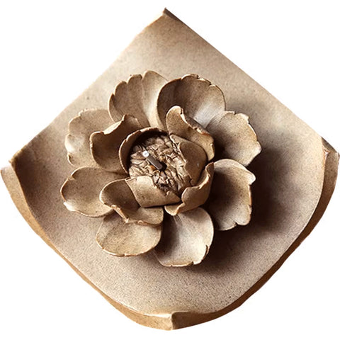Handmade Raw Clay Incense Stand - Ceramic Lotus Incense Stick Holder