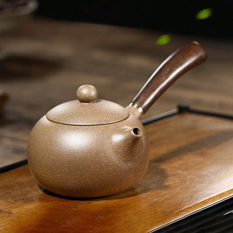 Handmade Yellow Clay Kyusu Teapot, Gift Package, Capacity 250ml/8.5oz